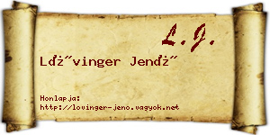 Lővinger Jenő névjegykártya